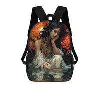 sinyumoney Dreamy Woman with Rose Reflection Children's Backpack, Schoolbag Large Capacity Students Bookbag Rucksack Knapsack for Boys Girls Adults Teen 17inch