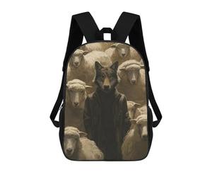 sinyumoney Dressed Wolf Sheep Leader 3D Printed School Backpack Casual Children's Backpacks 3D Printed School Bag for Boys Elementary And Middle 17inch