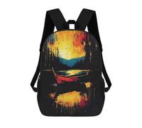 sinyumoney Drifting Into Fire - Expressionist Abstract Boat Scene School Bags Rucksack Casual Daypacks School Work Travel Bag for Men, Women & Teenage Boys 17inch