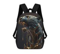 sinyumoney Dripping Gold Panther School Backpack for Girls 17inch Casual Daypack Lightweight Rucksack Boy Girl Backpack for Middle School Students