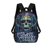 sinyumoney Dripping Skull Chill Vibes Children's Backpacks School 3D Printed Bag Bookbag for Kids Travel Rucksacks Boy Girl Book Bags Kids School Bag 17inch