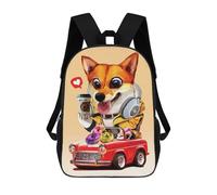 sinyumoney Driving Corgi School Bags Large Lightweight Casual Backpack- Perfect for Travel, Work And Daily Use 17inch