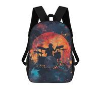 sinyumoney Drum Galaxy Silhouette Rucksack Fashion Stationery Backpack Waterproof Casual Daypacks for Men, Women & Teenage Boys 17inch