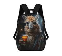 sinyumoney Drunk Llama Backpack, Children's Backpack, Student School Bag Bookbag Rucksack, 3D Printed School Bag for Boys Girls 17inch