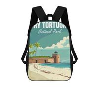 sinyumoney Dry Tortugas National Park Backpack 3D Printed Children's School Backpack for Kids High Capacity Travel Rucksacks Book Bags Kids School Bag Back Pack 17inch