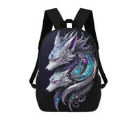 sinyumoney Dual Spirit Foxes Backpacks Kids Student Schoolbag 3D Printed Backpacks Elementary And Middle School Students Backpacks for Boys Girls 17inch