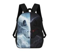 sinyumoney Dual Wolves Light And Dark Backpack School Secondary Causal Travel High School Bags for Campus Outdoor Travel Sports 17inch