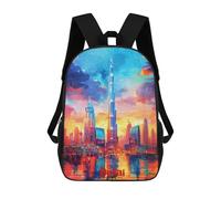 sinyumoney Dubai Art Backpack School Bag Secondary Causal Travel High School Bags for School/Work/Travel 17inch