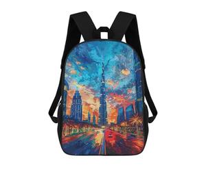 sinyumoney Dubai Skyline at Sunset Backpack School Water Resistant Travel Backpack Computer Bag - Perfect for Travel, Work And Daily Use 17inch