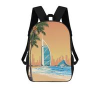 sinyumoney Dubai Travel Print Kids School Backpack School Bag 3D Printed School Bag for Boys Elementary And Middle School Students 17inch
