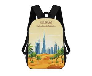 sinyumoney Dubai, United Arab Emirates Illustration Rucksack Water Resistant Travel Backpack Computer Bag for Teenage Girls Boys Women Men 17inch