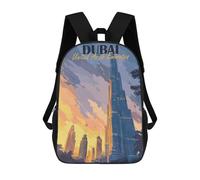 sinyumoney Dubai, United Arab Emirates Travel Backpacks Kids School Backpack School Bag 3D Printed Fashion School Bags for Boys Elementary And Middle School Students 17inch