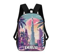 sinyumoney Dubail Skyline Vibes Backpack School Rucksack Casual Daypacks School Work Travel Bag for Girl, Teen Girls 17inch