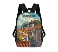 sinyumoney Dubrovnik Croatia Travel Kids Backpack,School Backpack Kids School Bag 3D Printed Cartoon Large Capacity Backpack for Kids Boys And Girls 17inch