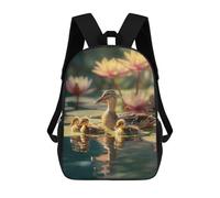sinyumoney Duck And Ducklings in Lily Pond Backpack School Daypacks Business Backpack Water Resistant Bookbag for Teenage Girls Boys Women Men 17inch