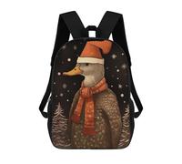 sinyumoney Duck Christmas Time Children's School Backpack 3D Printed for Kids Travel Rucksacks Book Bags for Boys Elementary School Students 17inch