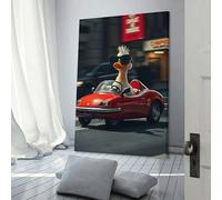 sinyumoney Duck Driving A Red Convertible Car Wall Paintings for Living Room for Toilet Bathroom Decor Picture Canvas 24x36inch(60x90cm)