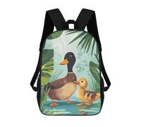 sinyumoney Duck Family in Lush Greenery Children's School Backpack 3D Printed for Kids Travel Rucksacks Book Bags Kids School Bag 17inch