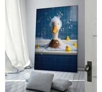 sinyumoney Duck in A Bubble Bath Canvas Wall Art for Living Room Wall Decor Ready to Hang for Bathroom Toilet Decor Modern Wall Art 24x36inch(60x90cm)