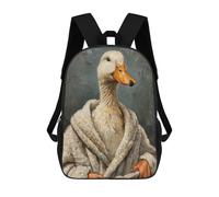 sinyumoney Duck in Elegant Robe Painting Rucksacks 3D Printed Children 17inch Backpacks Fashion Casual Daypack Travel Bags Outdoor Casual Daypack for Boy And Girl