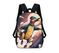sinyumoney Duck in Space Adventure -1 Backpacks, Kids Backpack Student School Bag 3D Printed Travel Backpacks Fashion Accessory Backpack Children Waterproof School Bags 17inch