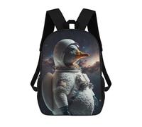 sinyumoney Duck in Space Suit-1 Kids School Backpack School Bag 3D Printed School Bag for Boys Elementary And Middle School Students 17inch