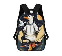 sinyumoney Duck in Space Suit Kids Children School Backpack Bookbags Casual Travel Rucksack Boys Girls Large Capacity Daypack 17inch