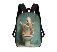 sinyumoney Duck Reading Newspaper on Toilet 3D Printed Children's School Backpack for Kids High Capacity Travel Rucksacks Book Bags Kids School Bag Back Pack 17inch