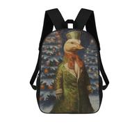 sinyumoney Duck Vintage Christmas Children's Backpack, 3D Printed School Backpack, Backpack for Boys Girls, Adjustable School Bag for Primary School 17inch