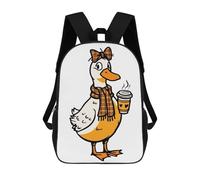 sinyumoney Duck with Coffee And Plaid Accessories Rucksack Water Resistant Travel Backpack Computer Bag for Campus Outdoor Travel Sports 17inch