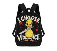 sinyumoney Duck with Knife - I Choose Violence 3D Printed Kids School Bag Rucksacks Children's School Fashion Casual Back Pack High Capacity Travel Book Bags Backpack for Kids 17inch