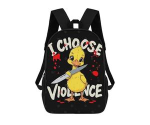sinyumoney Duck with Knife - I Choose Violence School Backpack Water Resistant Travel Backpack Computer Bag - Perfect for Travel, Work And Daily Use 17inch
