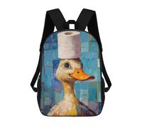 sinyumoney Duck with Toilet Paper Hat Rucksack Fashion Stationery Backpack Waterproof Casual Daypacks for Men, Women & Teenage Boys 17inch