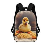 sinyumoney Duckling Eating Spagethi 3D Printed 17inch Kids School Backpack School Bag Fashion Rucksacks for Boys Elementary And Middle School Students