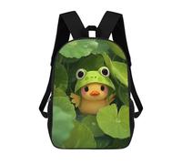 sinyumoney Duckling with Frog Hat in Lilypads School Bags School Secondary High School College Backpack Travel for Campus Outdoor Travel Sports 17inch