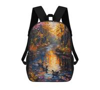 sinyumoney Ducks in Floral River Rucksacks 3D Printed Children 17inch Backpacks Fashion Casual Daypack Travel Bags Outdoor Casual Daypack for Boy And Girl