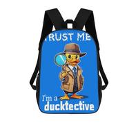 sinyumoney Ducktective Duck Goose 17inch School Bag 3D Printed Children's School Backpack Casual Fashion Travel Backpacks for Kids School Students