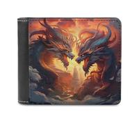 sinyumoney Duel of Mythical Dragons 3D Print Men's Wallet ID Window Coin RFID Blocking Stylish Slots Note Section Wallets Youth Guys 11.7cm*9.5cm