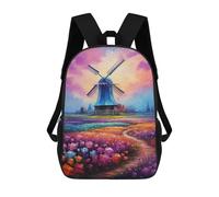 sinyumoney Dutch Windmill Garden Backpack School Bag Computer Rucksack for School/Work/Travel for Camping Outdoor Adventures And Daily Travel 17inch