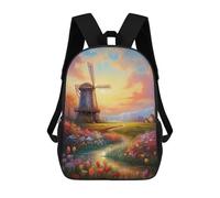 sinyumoney Dutch Windmill Garden Scene School Backpack Fashion Stationery Backpack Waterproof Casual Daypacks for Camping Outdoor Adventures And Daily Travel 17inch