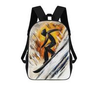 sinyumoney Dynamic Abstract Cubist Snowboarder in Action School Bag Bookbag 3D Printed Children's Backpacks for Kids Boy Girl Book Bags Kids School Bag Travel Rucksacks 17inch