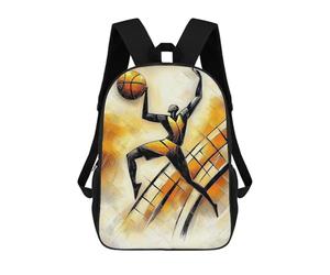 sinyumoney Dynamic Cubist Basketball Player in Motion Backpack School Secondary Causal Travel High School Bags for Boys/Girls/Teenagers 17inch