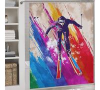 sinyumoney Dynamic Skiing Artwork Shower Curtains Mould Proof Thicken Durable Polyester Bathroom Curtains Modern Art for Toile Bathroom Dorm 69.69x70.87Inch（177x180cm）