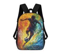sinyumoney Dynamic Soccer Player Art Children's Backpack, 3D Printed School Backpack, Backpack for Boys Girls, Adjustable School Bag for Primary School 17inch