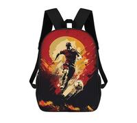 sinyumoney Dynamic Soccer Player Illustration 3D Printed Children's School Backpack for Kids High Capacity Travel Rucksacks Book Bags Kids School Bag Back Pack 17inch