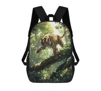 sinyumoney Dynamic Tiger in Jungle School Backpack School Bags for Girls Boys Backpack with Pocket Fashion School Bag Kids Backpack 17inch