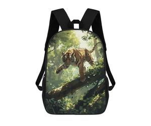 sinyumoney Dynamic Tiger in Jungle School Backpack School Bags for Girls Boys Backpack with Pocket Fashion School Bag Kids Backpack 17inch