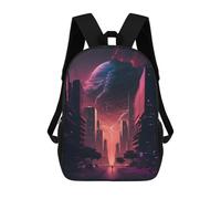 sinyumoney Dystopian Cityscape Neon Dreams School Backpack 3D Printed School Bags Boys Girls Laptop Backpack for Kids/Students/Adults 17inch