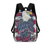 sinyumoney Eagle American Flag 3D Printed Children's School Backpack for Kids High Capacity Travel Rucksacks Book Bags Kids School Bag Back Pack 17inch