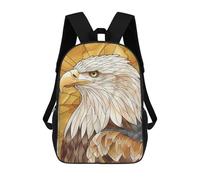 sinyumoney Eagle Animal Gold Rucksacks 3D Printed Children Backpacks Fashion Casual Daypack Cute Travel Bags Outdoor Casual Daypack for Boy And Girl 17inch